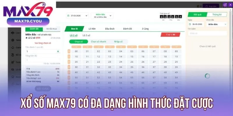 Xổ số Max79 có đa dạng hình thức đặt cược